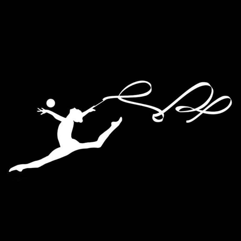 18.1CM*7.2CM Creative Gymnastics Ribbon Sport Beautiful Women Vinyl Car Stickers S9-0473