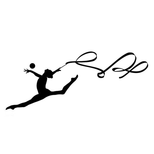 18.1CM*7.2CM Creative Gymnastics Ribbon Sport Beautiful Women Vinyl Car Stickers S9-0473