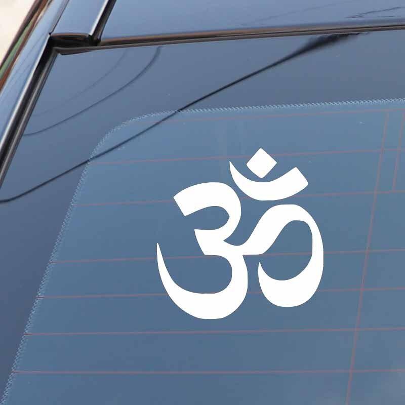 14.8CM*15.1CM Namaste OM Buddha Hindu Yoga Symbol Car Sticker Simple Delicate Vinyl Decal Black/Silver C27-0147