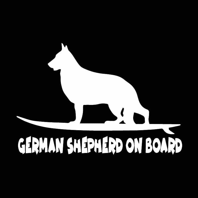 15.6X10.5CM German Shepherd On Board Funny Dog Vinyl Decal Window Car Sticker Black/Silver C24-1625