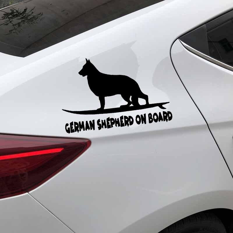 15.6X10.5CM German Shepherd On Board Funny Dog Vinyl Decal Window Car Sticker Black/Silver C24-1625
