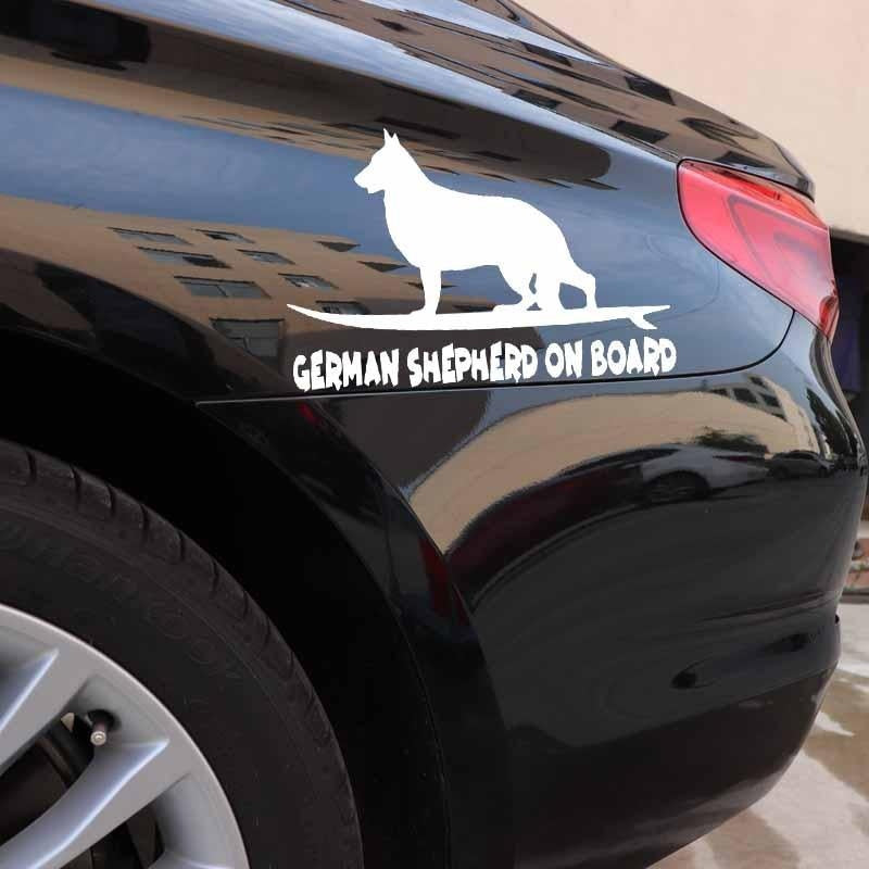 15.6X10.5CM German Shepherd On Board Funny Dog Vinyl Decal Window Car Sticker Black/Silver C24-1625