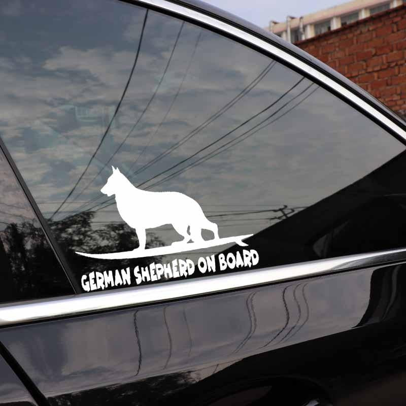15.6X10.5CM German Shepherd On Board Funny Dog Vinyl Decal Window Car Sticker Black/Silver C24-1625
