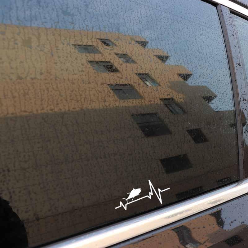 16.8CM*7.8CM Car Sticker Heart Beat Line Animal Fish Fishing Tuna Albacore Blue Fin Vinyl Decal Black/Silver C24-0538