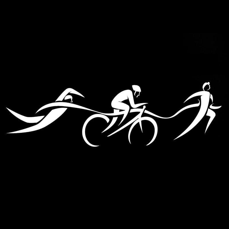 18.1CM*5.4CM Fashion Triathlon Sports Vinyl Decal Car Stickers Black/Silver Decor Silhouette S9-0628