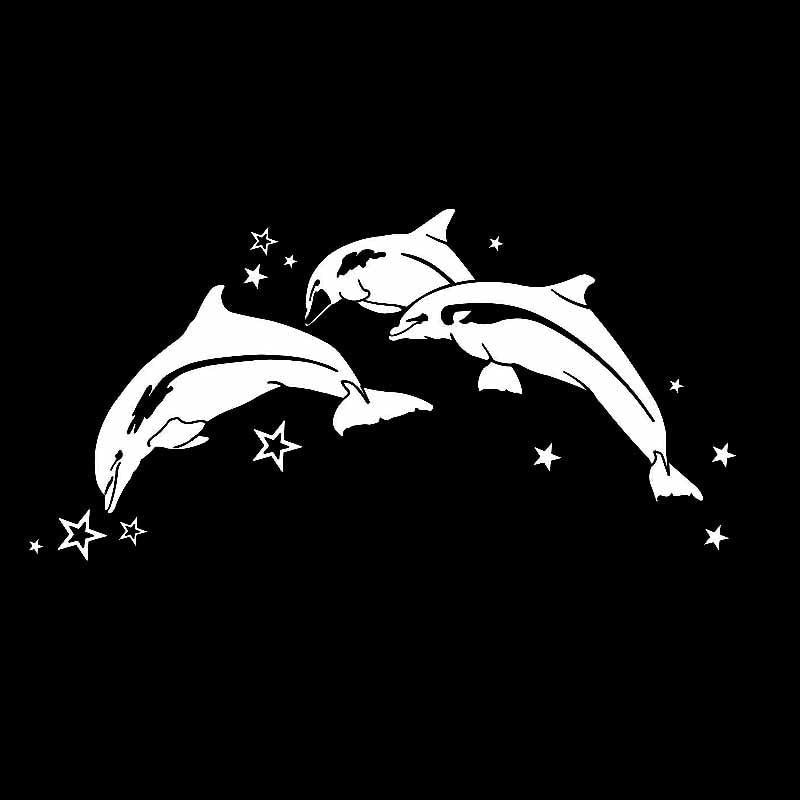 18.9CM*9.4CM Dolphins And Star Vinyl Decal Car Sticker Black/Silver C3-0650