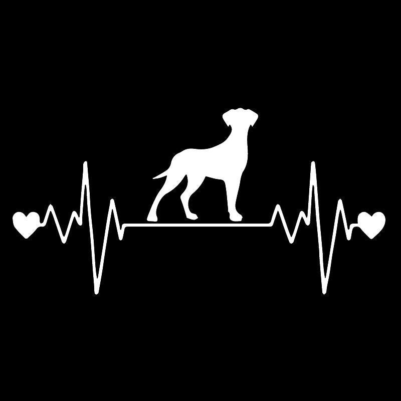 17.5X8.8CM Car Sticker Great Dane Uncropped Lifeline Heartbeat Dog Vinyl Decal Black/Silver C24-1321