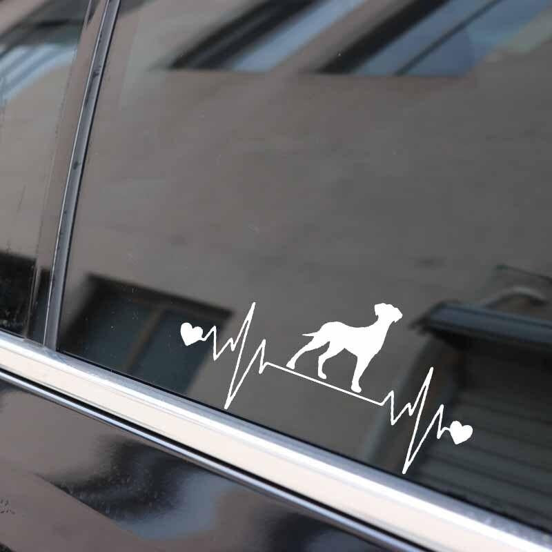 17.5X8.8CM Car Sticker Great Dane Uncropped Lifeline Heartbeat Dog Vinyl Decal Black/Silver C24-1321