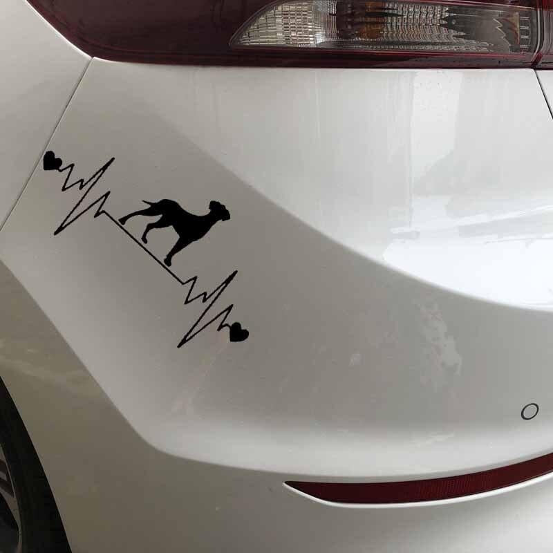 17.5X8.8CM Car Sticker Great Dane Uncropped Lifeline Heartbeat Dog Vinyl Decal Black/Silver C24-1321