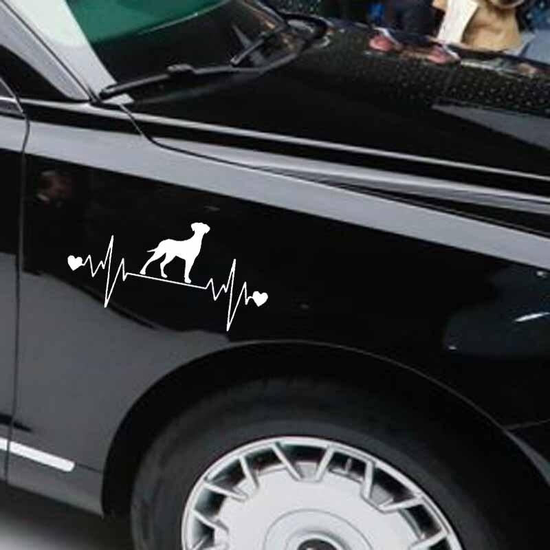 17.5X8.8CM Car Sticker Great Dane Uncropped Lifeline Heartbeat Dog Vinyl Decal Black/Silver C24-1321