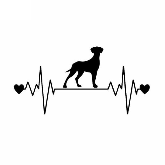 17.5X8.8CM Car Sticker Great Dane Uncropped Lifeline Heartbeat Dog Vinyl Decal Black/Silver C24-1321