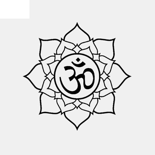 14.7CM*14.7CM Om Symbol On Lotus Vinyl Decal Car Sticker Buddhism Black/Silver C3-1558