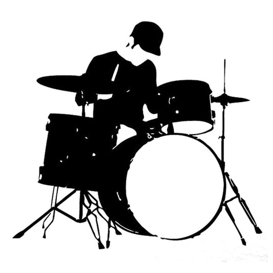 16.5CM*15.1CM Interesting Music And Drums Black/Silver Vinyl Silhouette Car Sticker Decor S9-0862
