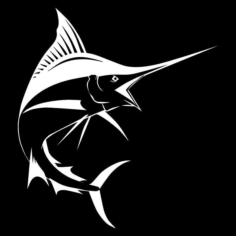 14.5CM*16CM Sword Fish Fishing Decal Auto Window Vinyl Car Sticker Black/Silver C24-0732