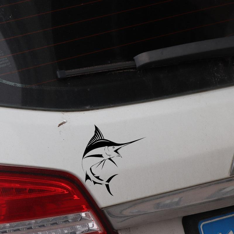 14.5CM*16CM Sword Fish Fishing Decal Auto Window Vinyl Car Sticker Black/Silver C24-0732