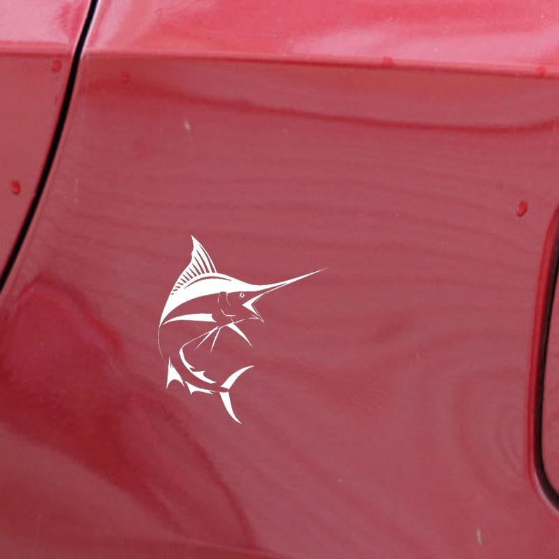 14.5CM*16CM Sword Fish Fishing Decal Auto Window Vinyl Car Sticker Black/Silver C24-0732