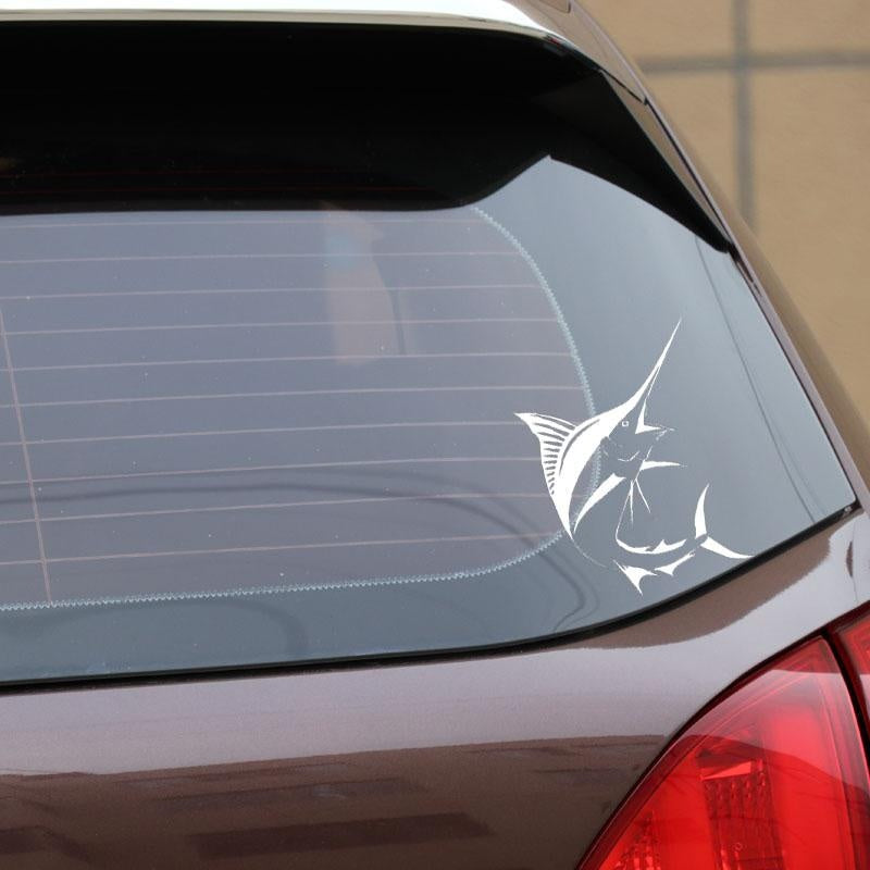 14.5CM*16CM Sword Fish Fishing Decal Auto Window Vinyl Car Sticker Black/Silver C24-0732