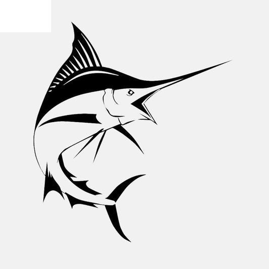 14.5CM*16CM Sword Fish Fishing Decal Auto Window Vinyl Car Sticker Black/Silver C24-0732