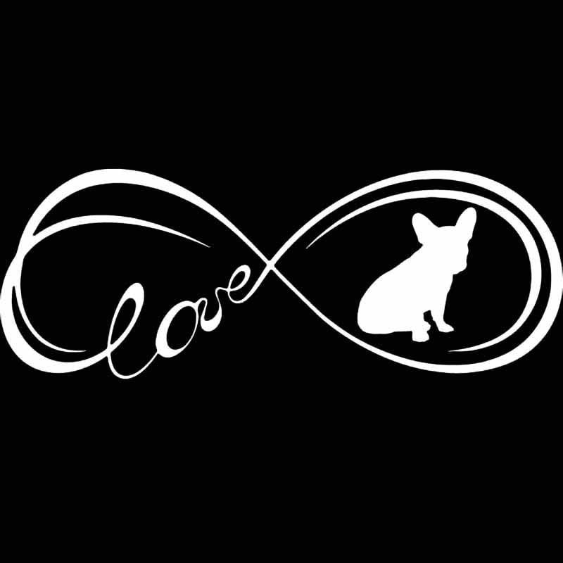 17.6X6.6CM French Bulldog Dog Love Vinyl Decal Window Bumper Car Sticker Black/Silver C24-1177