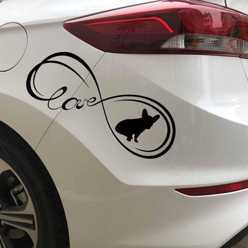 17.6X6.6CM French Bulldog Dog Love Vinyl Decal Window Bumper Car Sticker Black/Silver C24-1177