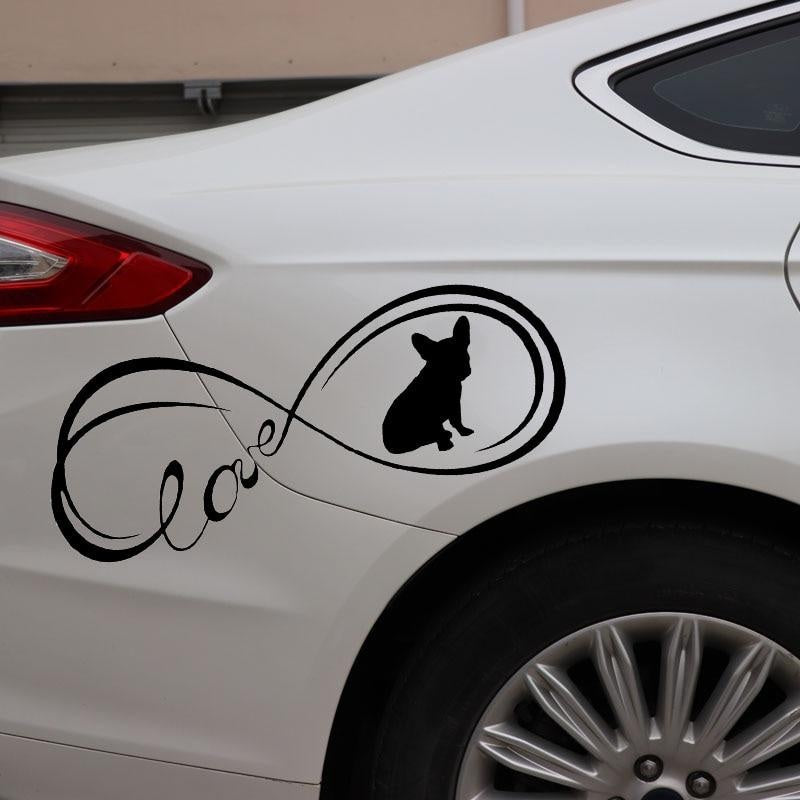 17.6X6.6CM French Bulldog Dog Love Vinyl Decal Window Bumper Car Sticker Black/Silver C24-1177