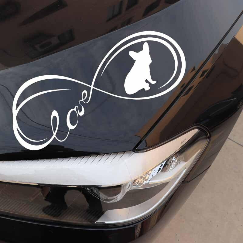 17.6X6.6CM French Bulldog Dog Love Vinyl Decal Window Bumper Car Sticker Black/Silver C24-1177