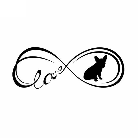 17.6X6.6CM French Bulldog Dog Love Vinyl Decal Window Bumper Car Sticker Black/Silver C24-1177