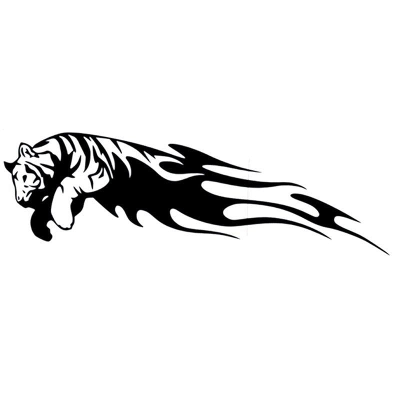 20X6.3CM TIGER Jump Flame Bardian Vinyl Car Sticker Motorcycle Decal Black Silver S6-2340