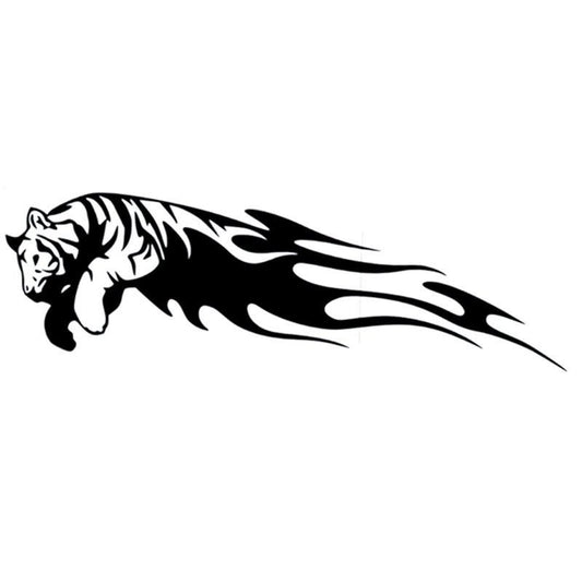 20X6.3CM TIGER Jump Flame Bardian Vinyl Car Sticker Motorcycle Decal Black Silver S6-2340