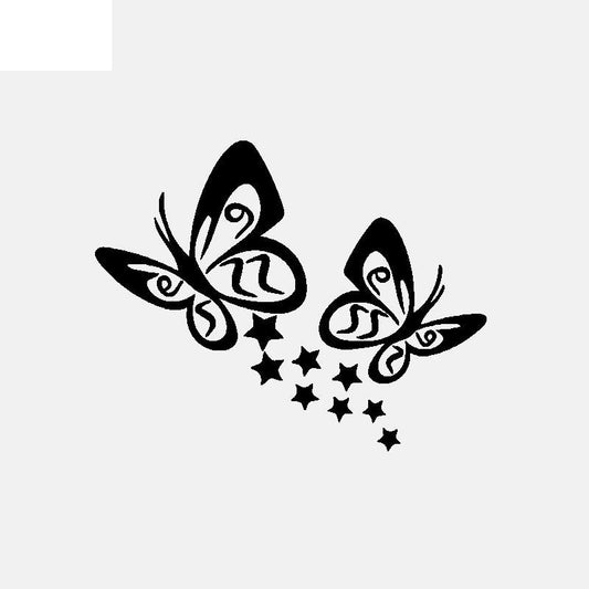 14CM*11.1CM  BUTTERFLY And Stars Vinyl Car Sticker Decals Black/Silver C3-0712