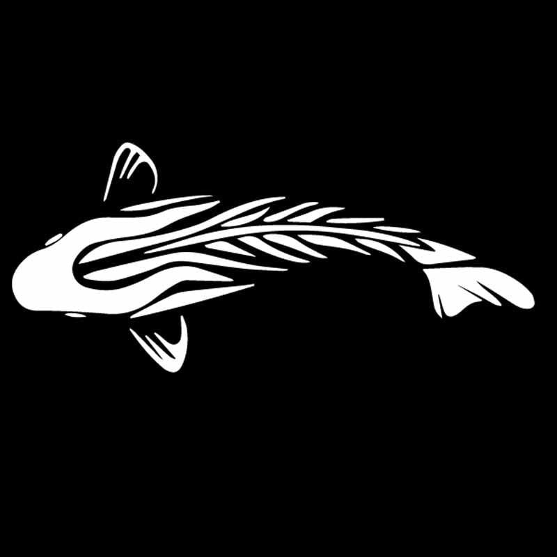 16.8CM*7.4CM Tribal Carp Vinyl Fishing Decal Car Stickers Decor Black/Silver C24-0897