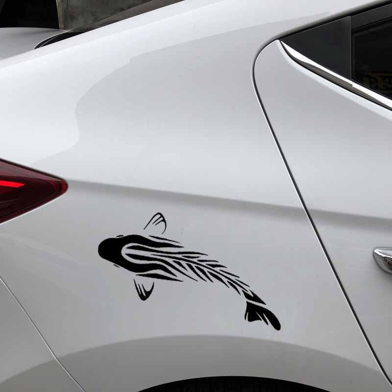 16.8CM*7.4CM Tribal Carp Vinyl Fishing Decal Car Stickers Decor Black/Silver C24-0897