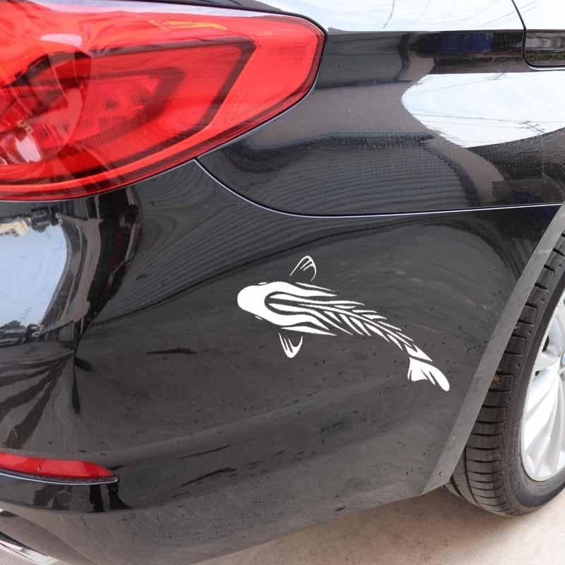 16.8CM*7.4CM Tribal Carp Vinyl Fishing Decal Car Stickers Decor Black/Silver C24-0897