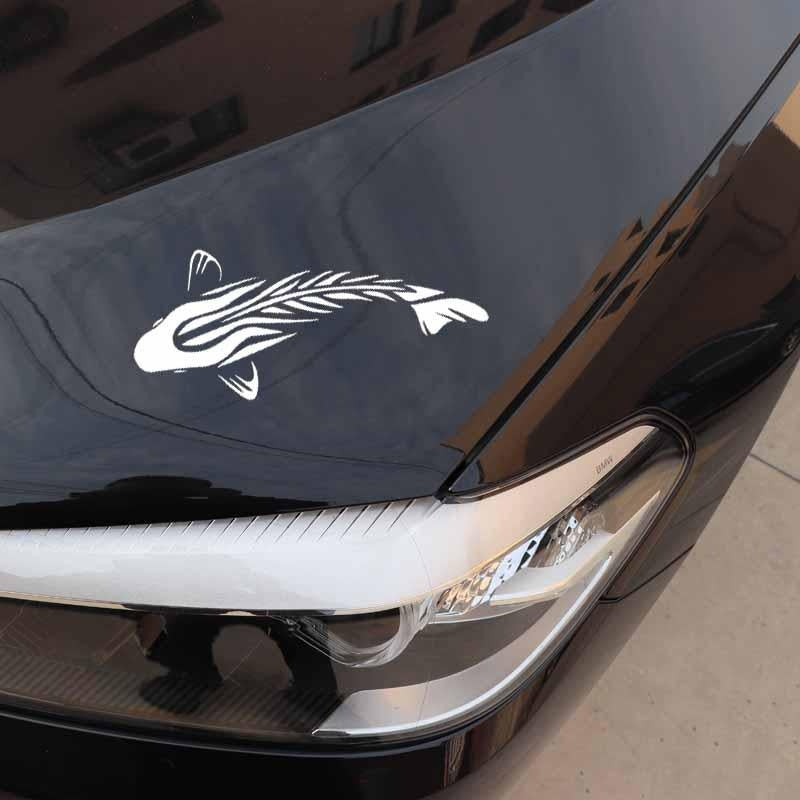 16.8CM*7.4CM Tribal Carp Vinyl Fishing Decal Car Stickers Decor Black/Silver C24-0897