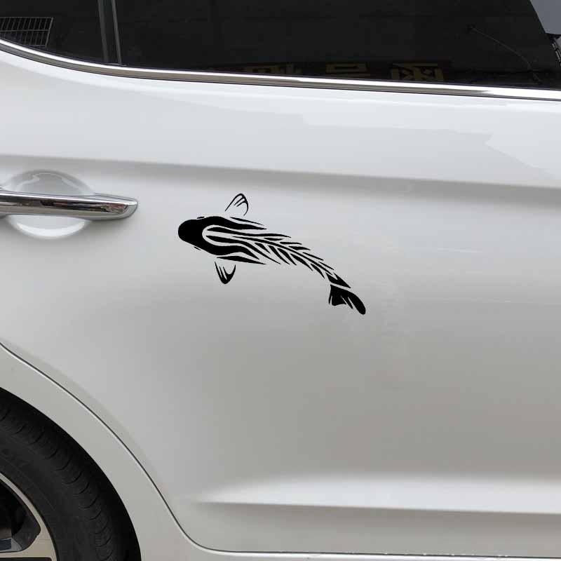 16.8CM*7.4CM Tribal Carp Vinyl Fishing Decal Car Stickers Decor Black/Silver C24-0897