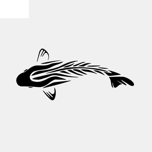 16.8CM*7.4CM Tribal Carp Vinyl Fishing Decal Car Stickers Decor Black/Silver C24-0897