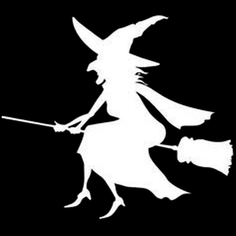 12.1cm*10.7cm Funny Vinyl Decal Wicked Witch Riding Broom Car-styling Car Sticker Decor S6-3909