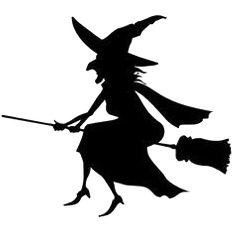 12.1cm*10.7cm Funny Vinyl Decal Wicked Witch Riding Broom Car-styling Car Sticker Decor S6-3909