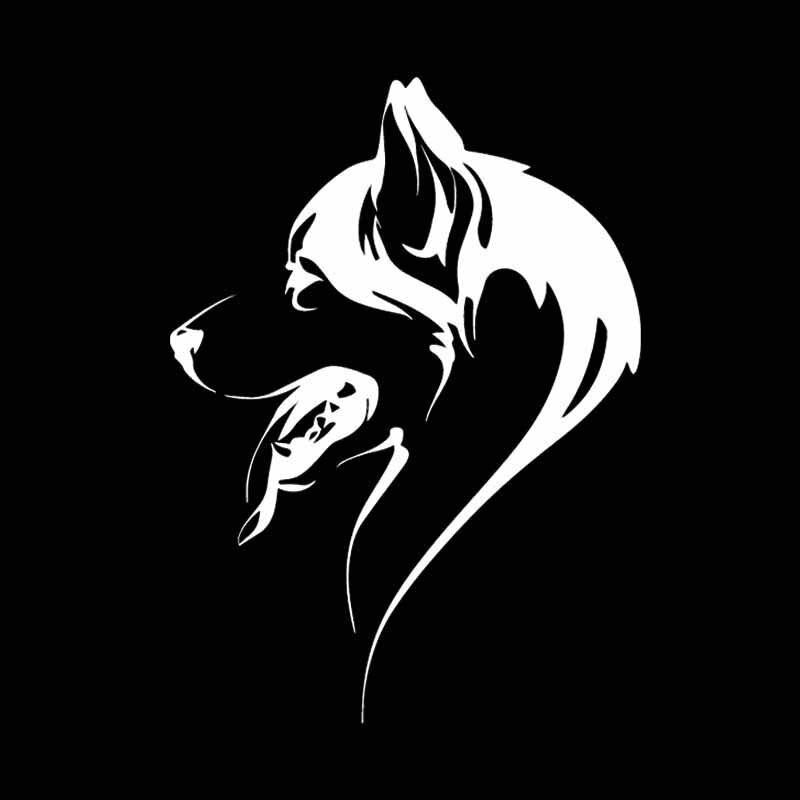 11.8X16.3CM Funny Vinyl Decal Abstract Dog Head Of Husky Animal Pet Car Stickers Black/Silver C24-1254