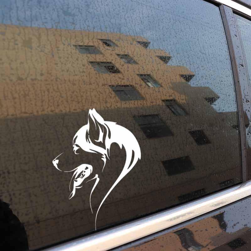 11.8X16.3CM Funny Vinyl Decal Abstract Dog Head Of Husky Animal Pet Car Stickers Black/Silver C24-1254