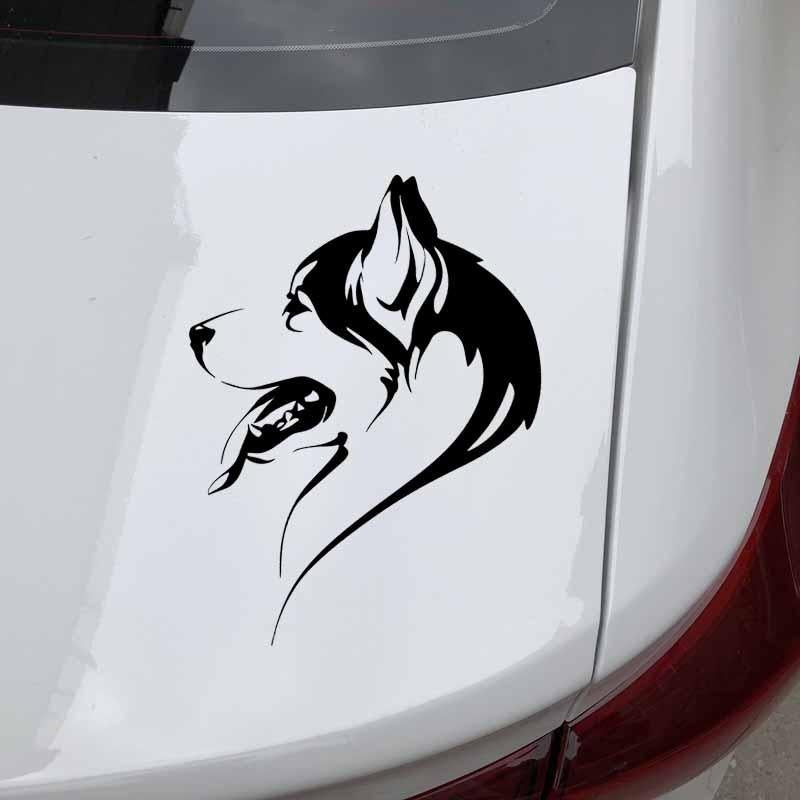 11.8X16.3CM Funny Vinyl Decal Abstract Dog Head Of Husky Animal Pet Car Stickers Black/Silver C24-1254