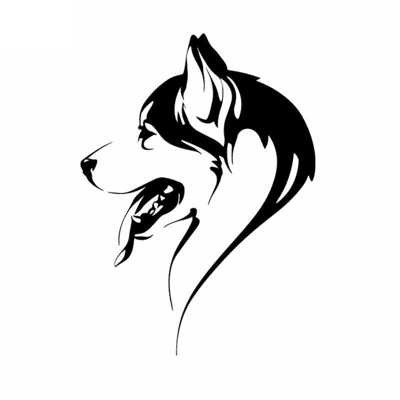 11.8X16.3CM Funny Vinyl Decal Abstract Dog Head Of Husky Animal Pet Car Stickers Black/Silver C24-1254