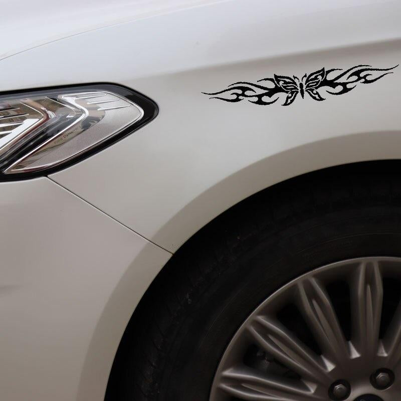 18CM*3CM Butterfly Back Window Decal Car Sticker Graphic Tribal Flame Car  Vinyl  Black/Silver C24-0088
