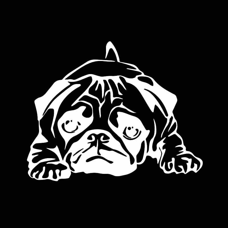 15.7X12.5CM Funny Pattern Vinyl Decal Cute Pug Dog Creative Car Sticker Black/Silver C24-1599