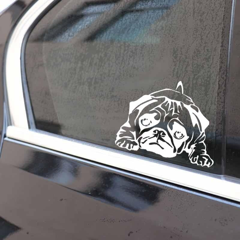 15.7X12.5CM Funny Pattern Vinyl Decal Cute Pug Dog Creative Car Sticker Black/Silver C24-1599