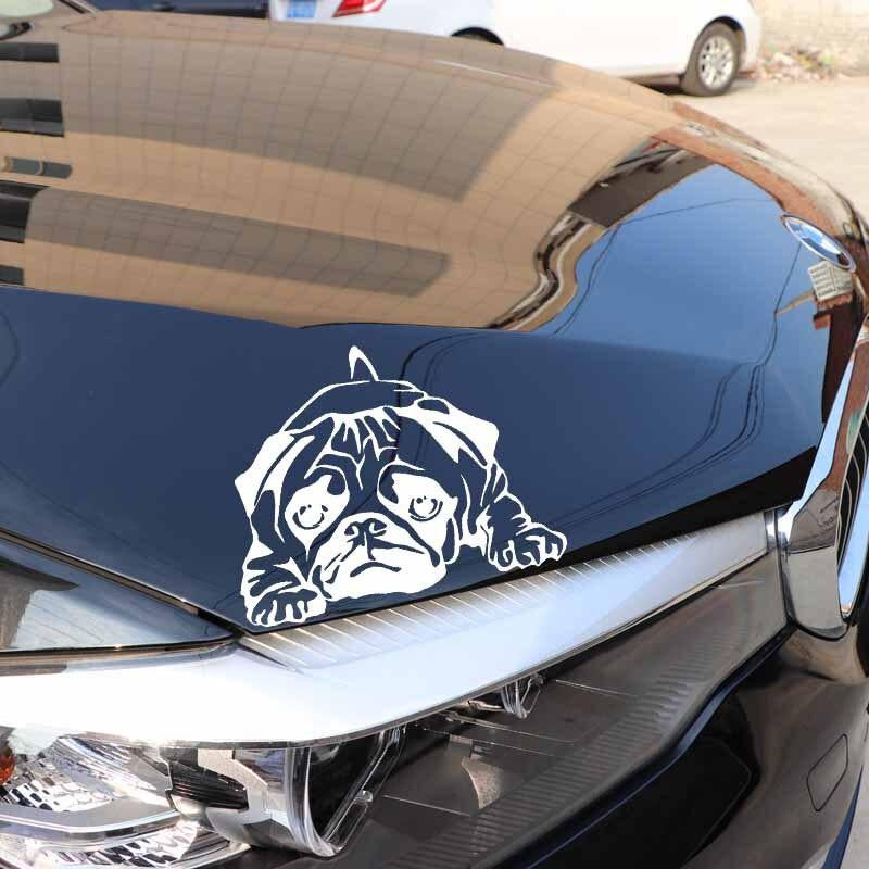 15.7X12.5CM Funny Pattern Vinyl Decal Cute Pug Dog Creative Car Sticker Black/Silver C24-1599