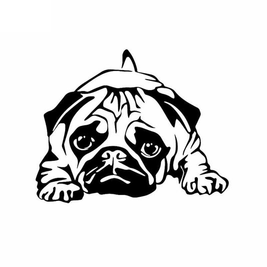 15.7X12.5CM Funny Pattern Vinyl Decal Cute Pug Dog Creative Car Sticker Black/Silver C24-1599