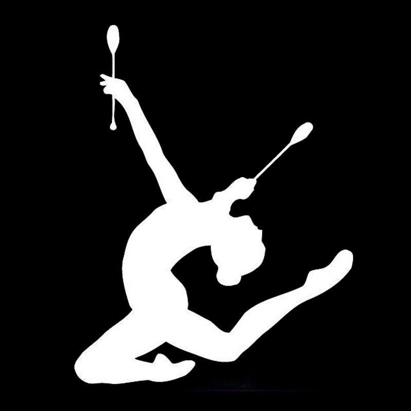 14.1CM*18.2CM Interesting Sport Girl Gymnastic Gym Car Sticker Vinyl Black/Silver Silhouette S9-0493