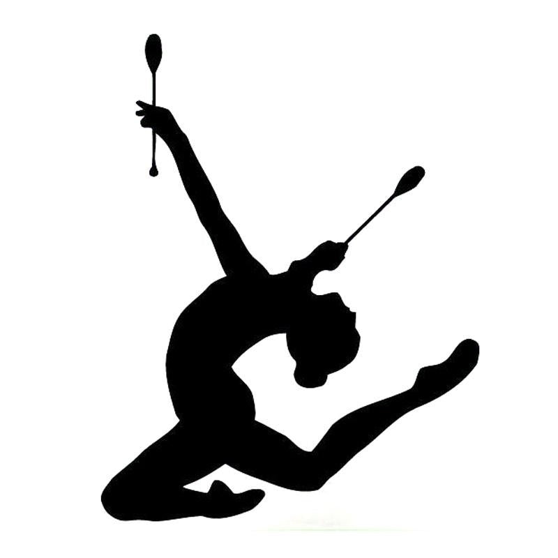 14.1CM*18.2CM Interesting Sport Girl Gymnastic Gym Car Sticker Vinyl Black/Silver Silhouette S9-0493