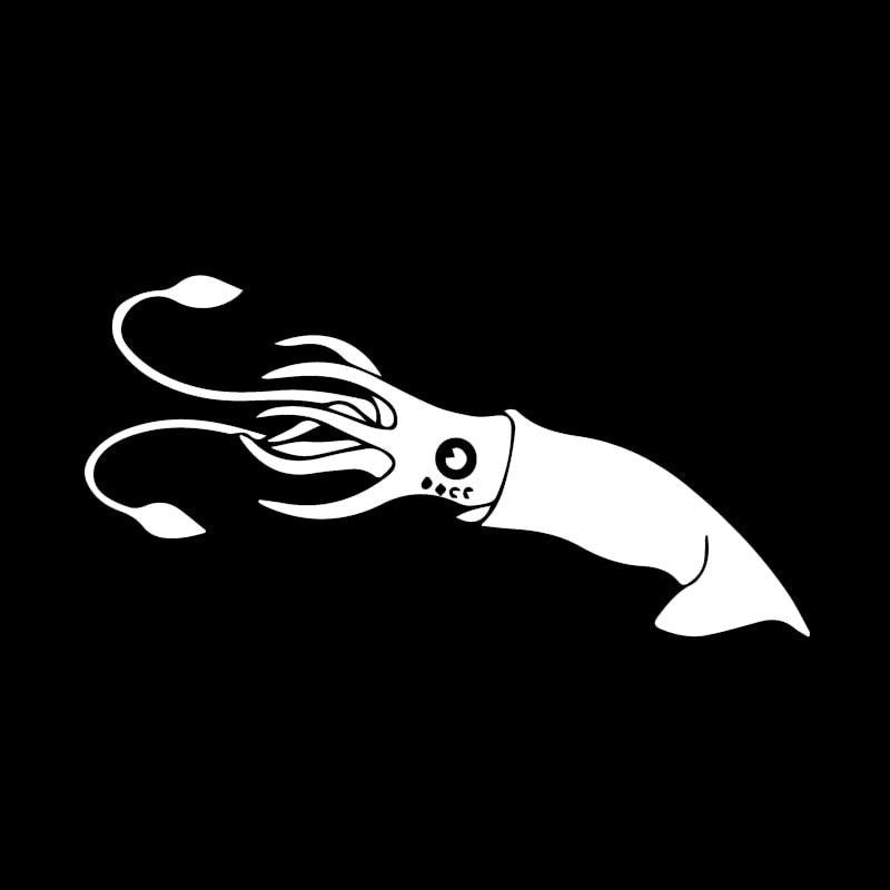 7CM*14CM Funny Squid Pattern Decals Family Car Door Fashion Car Stickers Black/Silver C30-0263